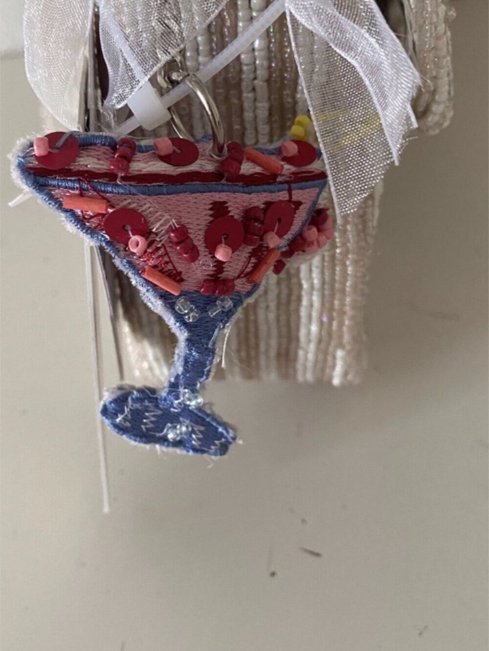 Handcrafted in India Strawberry Margarita Martini Beaded Bag W/Charm Viral‎ NEW - Picture 16 of 16